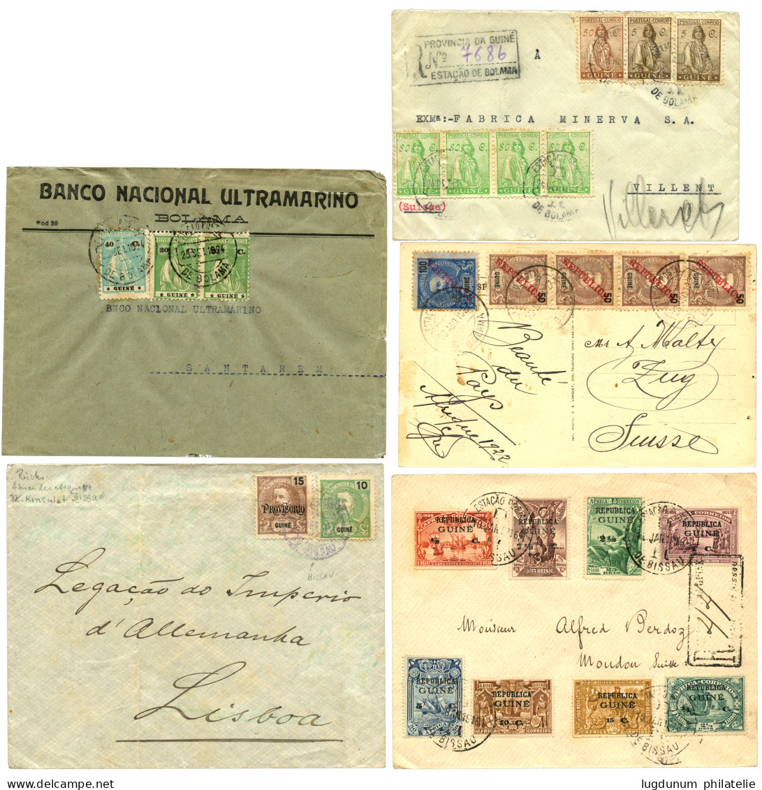 PORT. GUINEA : 1909/39 Lot 5 Covers ( 2 REGISTERED ) To SWITZERLAND, SPAIN, PORTUGAL. Vf. - Autres & Non Classés