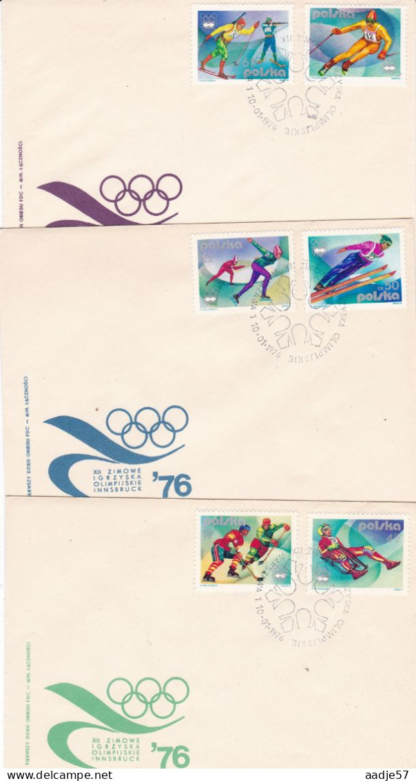 Poland POLAND, FDC Mi 2421-6 Winter Olympic Games In Innsbruck, Ski, Snow, Sport, Full Set - Winter 1976: Innsbruck