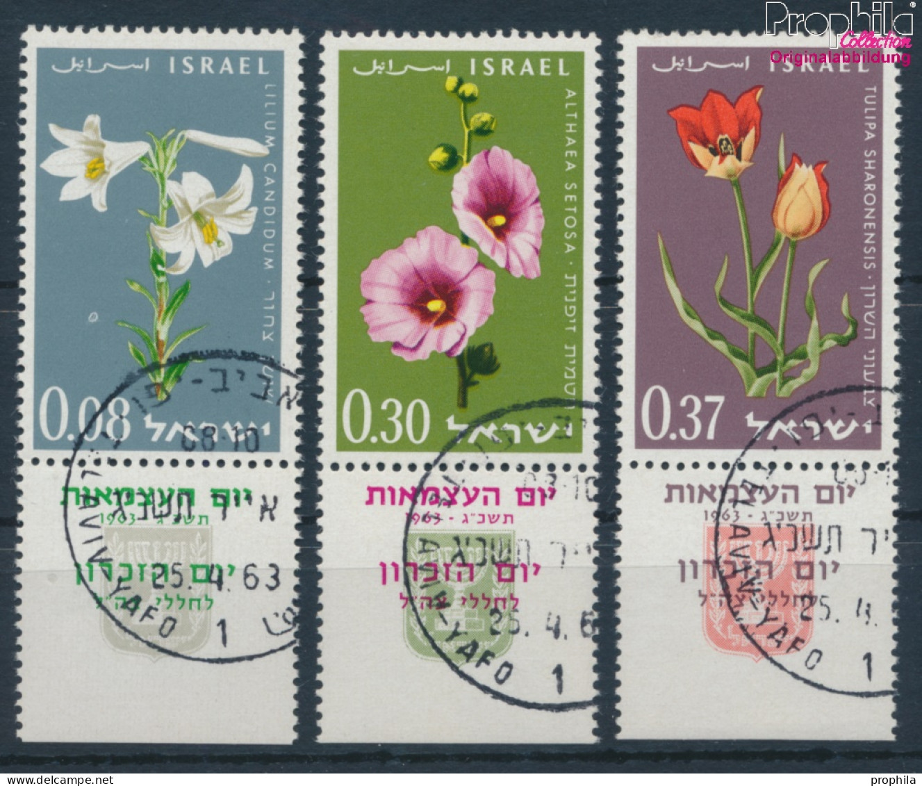Israel 283-285 Mit Tab (kompl.Ausg.) Gestempelt 1963 Blumen (10251884 - Used Stamps (with Tabs)