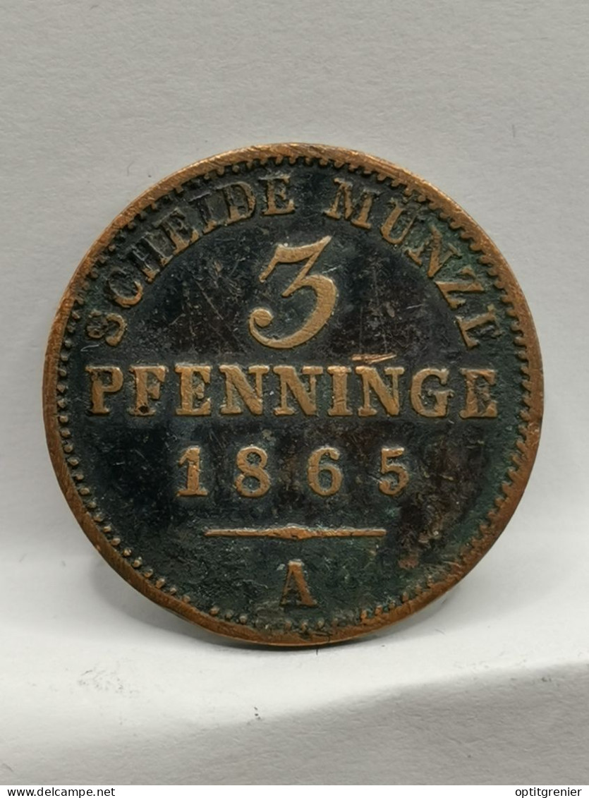 3 PFENNINGE 1865 A BERLIN PRUSSE ALLEMAGNE / 120 EINEN THALER GERMANY - Taler Et Doppeltaler