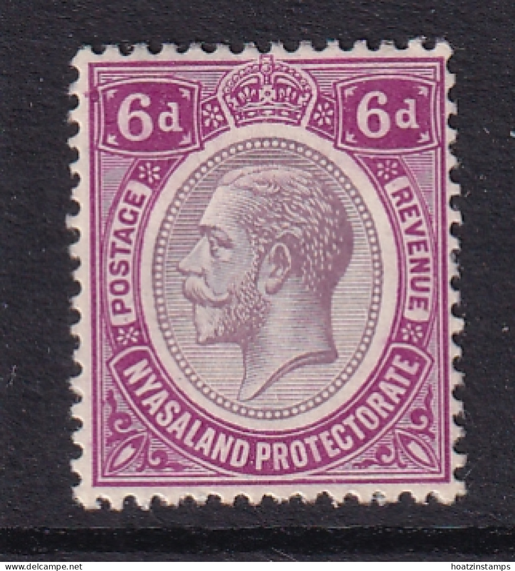 Nyasaland: 1913/21   KGV     SG92a    6d   Dull & Bright Violet   MH - Nyassaland (1907-1953)