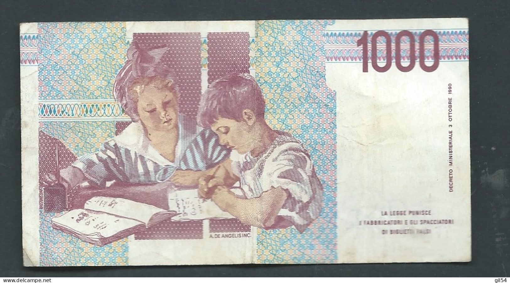 Italie - Italia Billet De 1000 Lire - 3 Octobre 1990 - M. Montessori  -  T F 060620 W  LAURA 12208 - 1000 Liras