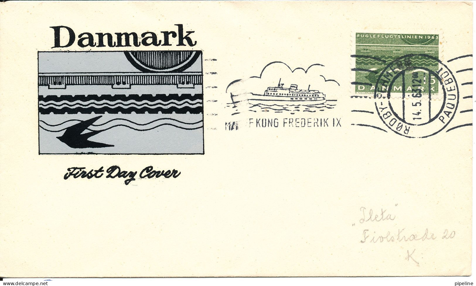 Denmark Cover Bee-Line Paquebot Rödby - Fehmern 14-5-1963 M/F King Frederik IX With Cachet - Storia Postale