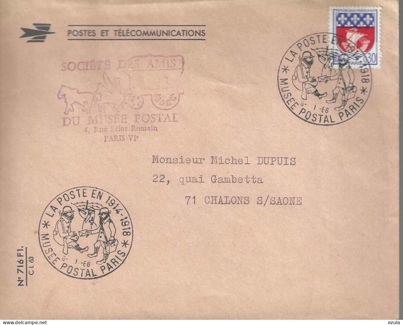 Lettre En Provenance Du Musée Postal - La Poste En 1914-1918 - Briefmarkenmessen