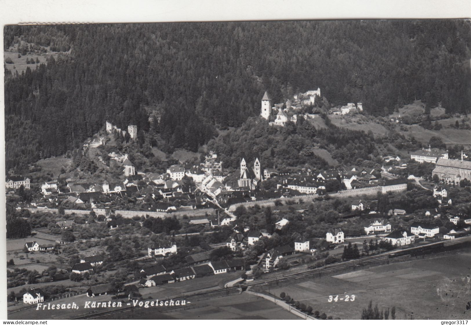 D6606)  FRIESACH In Kärnten - VOGELSCHAU - S/W ALT !! 1959 - Friesach