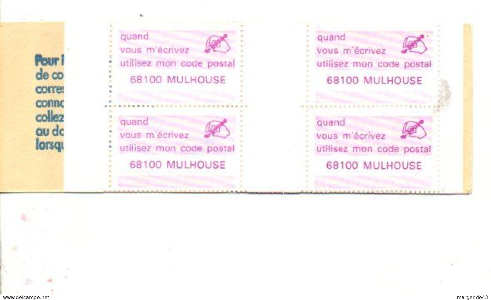 CARNET CODE POSTAL - 68100 MULHOUSE LILAS - Blocks Und Markenheftchen