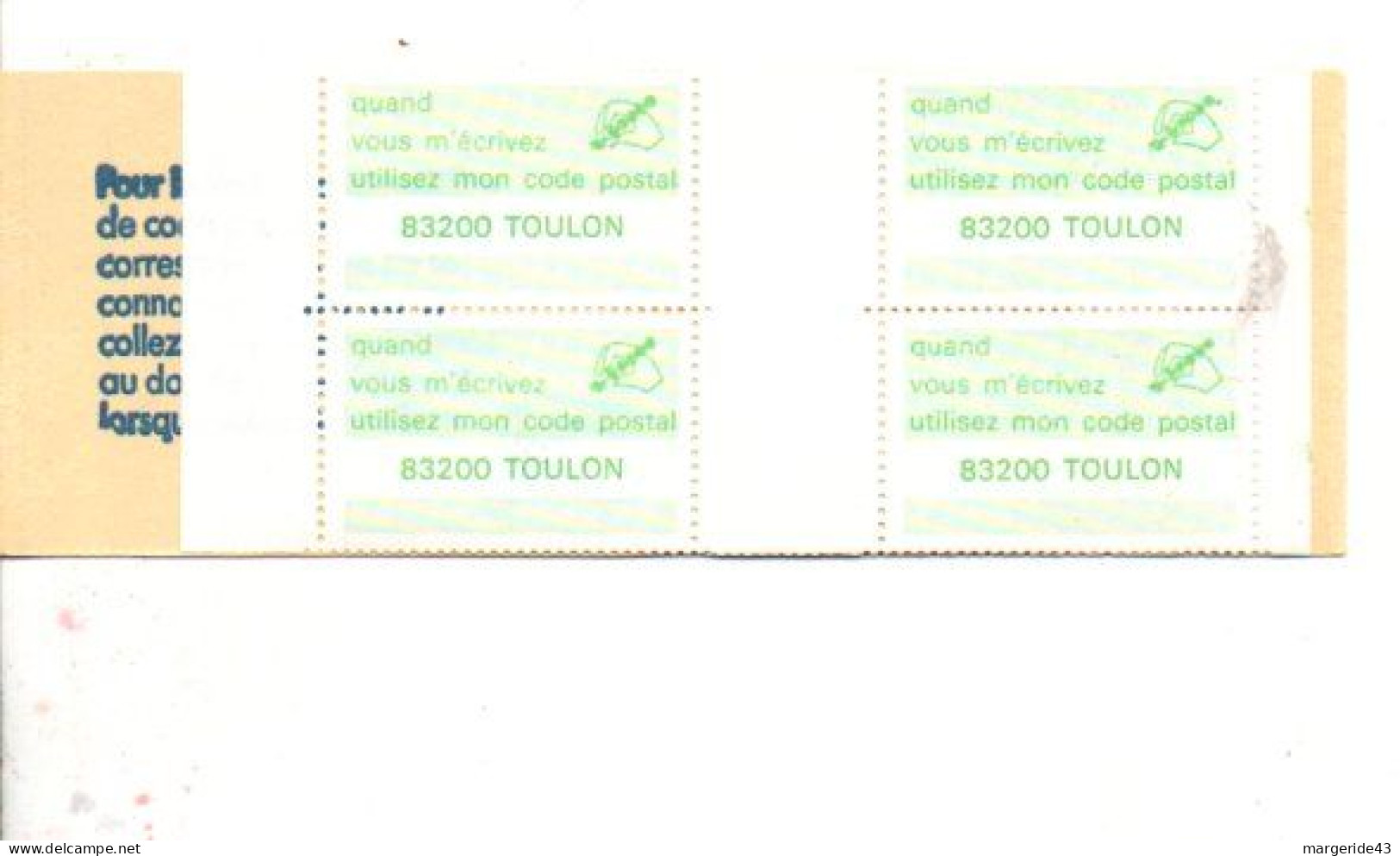 CARNET CODE POSTAL - 83200 TOULON VERT - Blocks & Sheetlets & Booklets