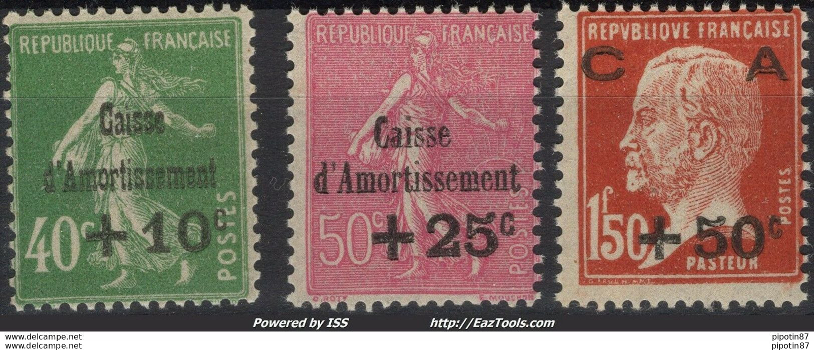 FRANCE SERIE CAISSE D'AMORTISSEMENT N° 253/255 NEUF ** SANS CHARNIERE - Ungebraucht