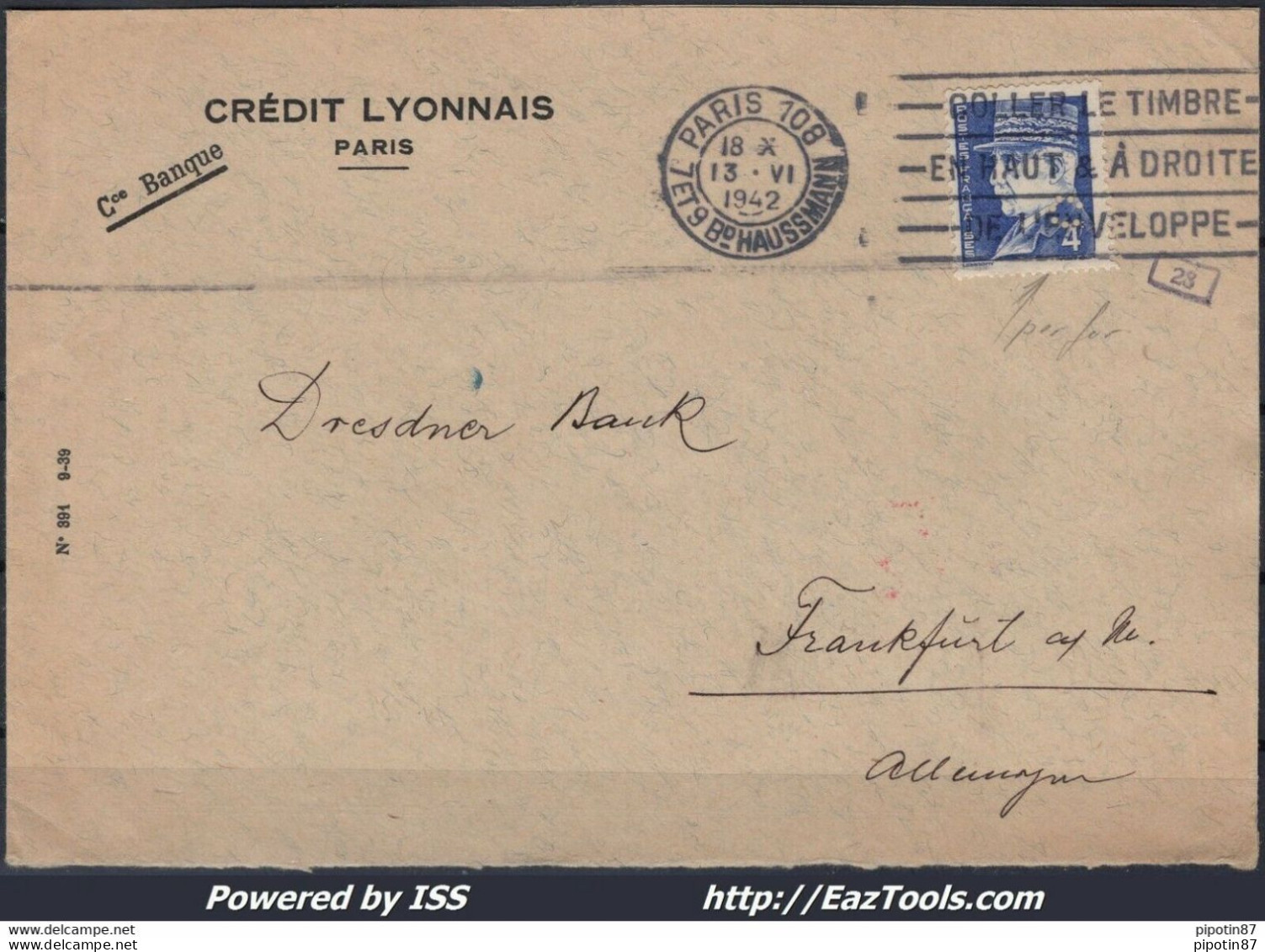 FRANCE PETAIN N° 522 SEUL SUR LETTRE POUR L'ALLEMAGNE DU 13/06/1942 + CENSURE - Lettres & Documents