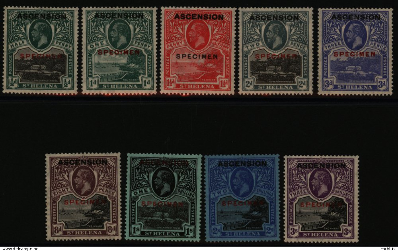 1922 Set, Optd SPECIMEN, Fine M, SG.1s/9s. (9) Cat. £800 - Andere & Zonder Classificatie