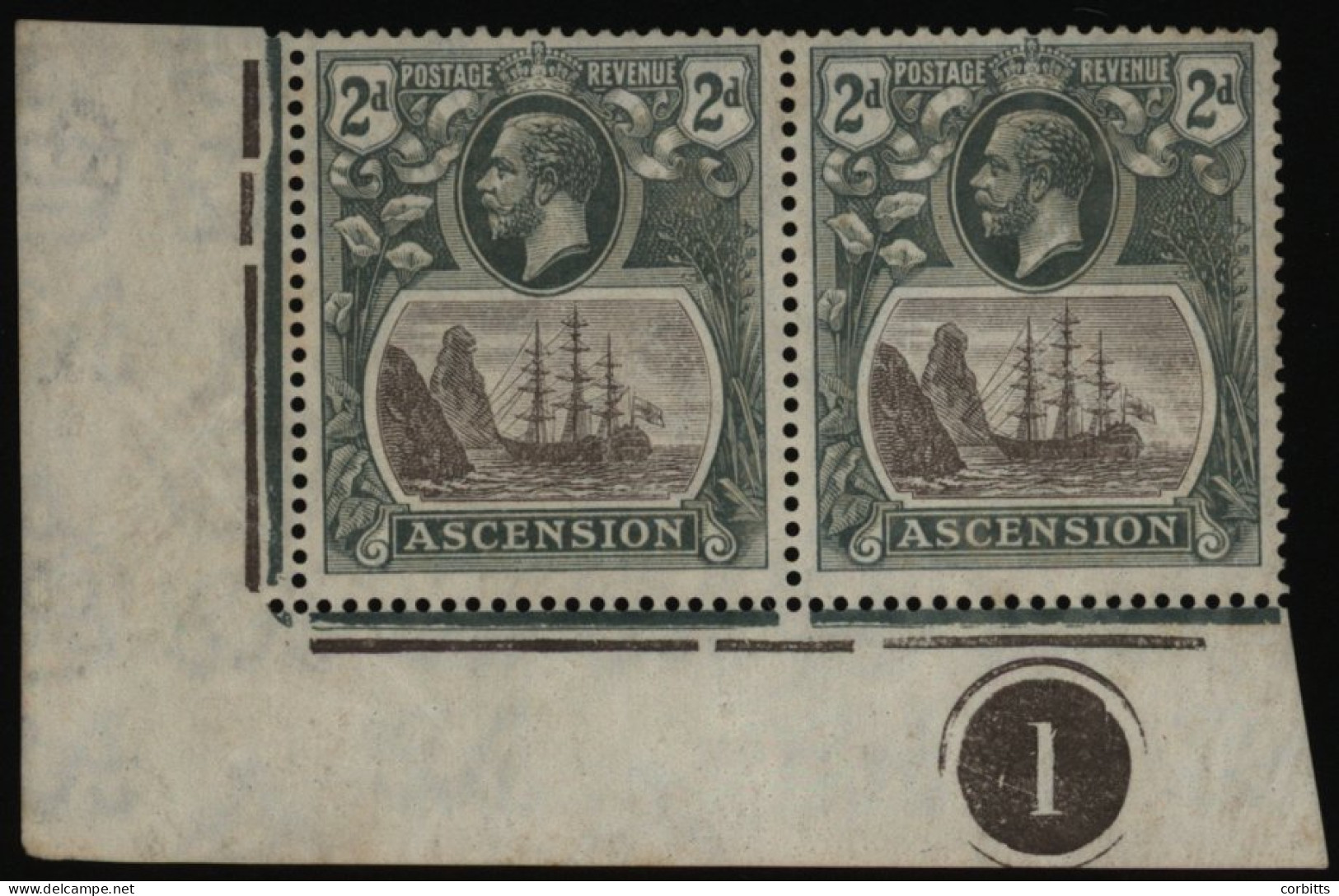 1924-33 MSCA 2d Grey-black & Grey Corner Marginal Plate Number M Pair Incl. The 'cleft Rock' Variety, Some Gum Creasing, - Andere & Zonder Classificatie