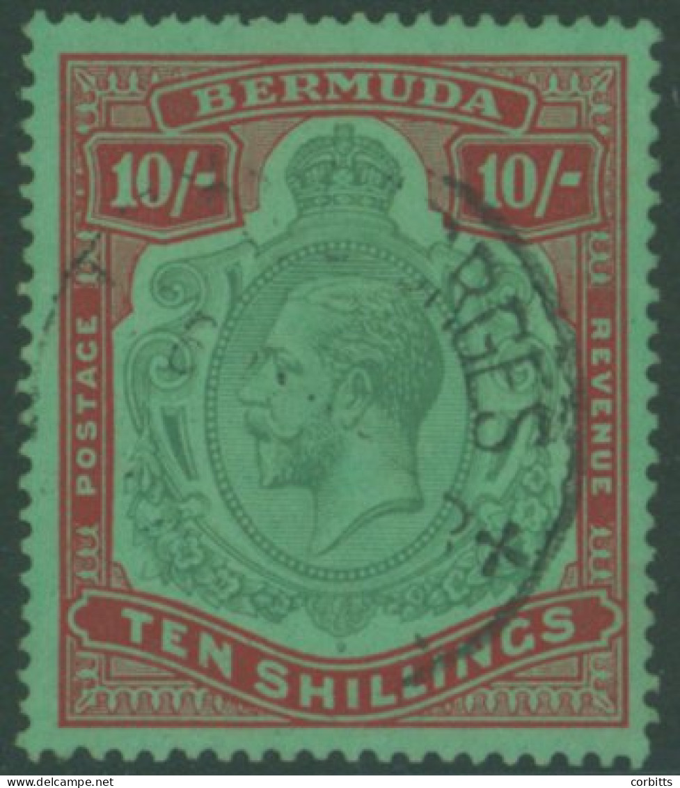 1924-32 MSCA 10s Green & Red On Deep Emerald, VFU, SG.92g. (1) Cat. £275 - Autres & Non Classés