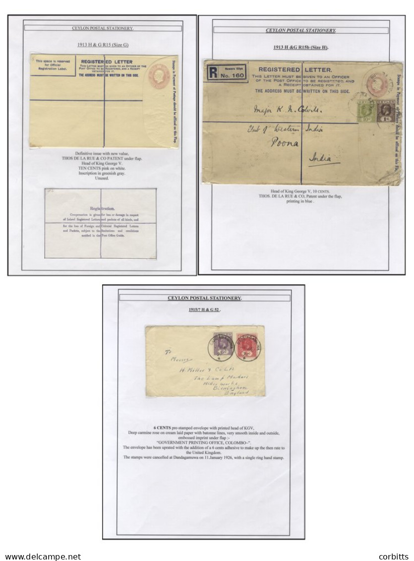 KGV Postal Stationery Collection, Written Up On Display Leaves, Incl. Cards, Envelopes, Reply Cards, Registered Envelope - Andere & Zonder Classificatie