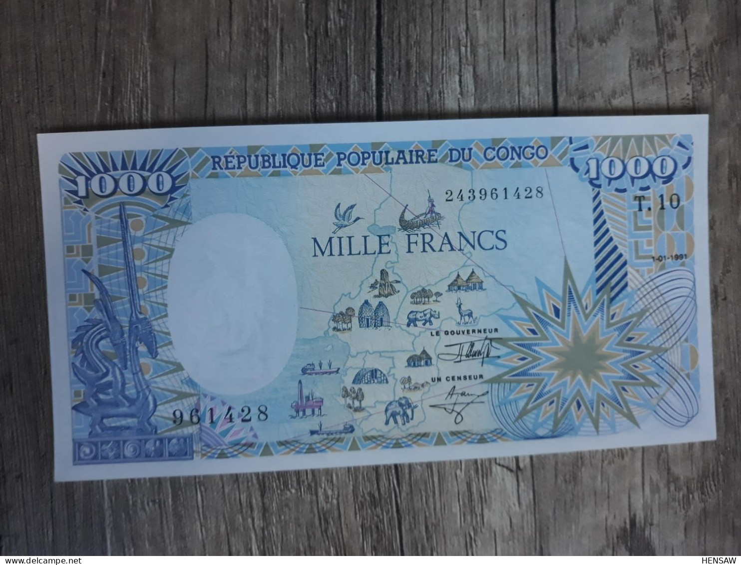 CONGO 1000 FRANCS P 10 1991 UNC SC NEW - Republiek Congo (Congo-Brazzaville)