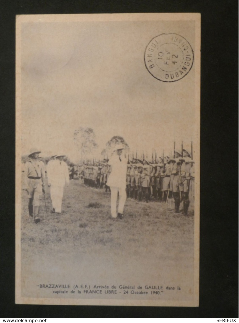 DD14 AEF   BELLE CARTE ARRIVEE DU  GENERAL DE GAULLE BRAZZA 1942 PETIT BUREAU BOUAR +N°140B   +AFF.   PLAISANT+++ - Covers & Documents