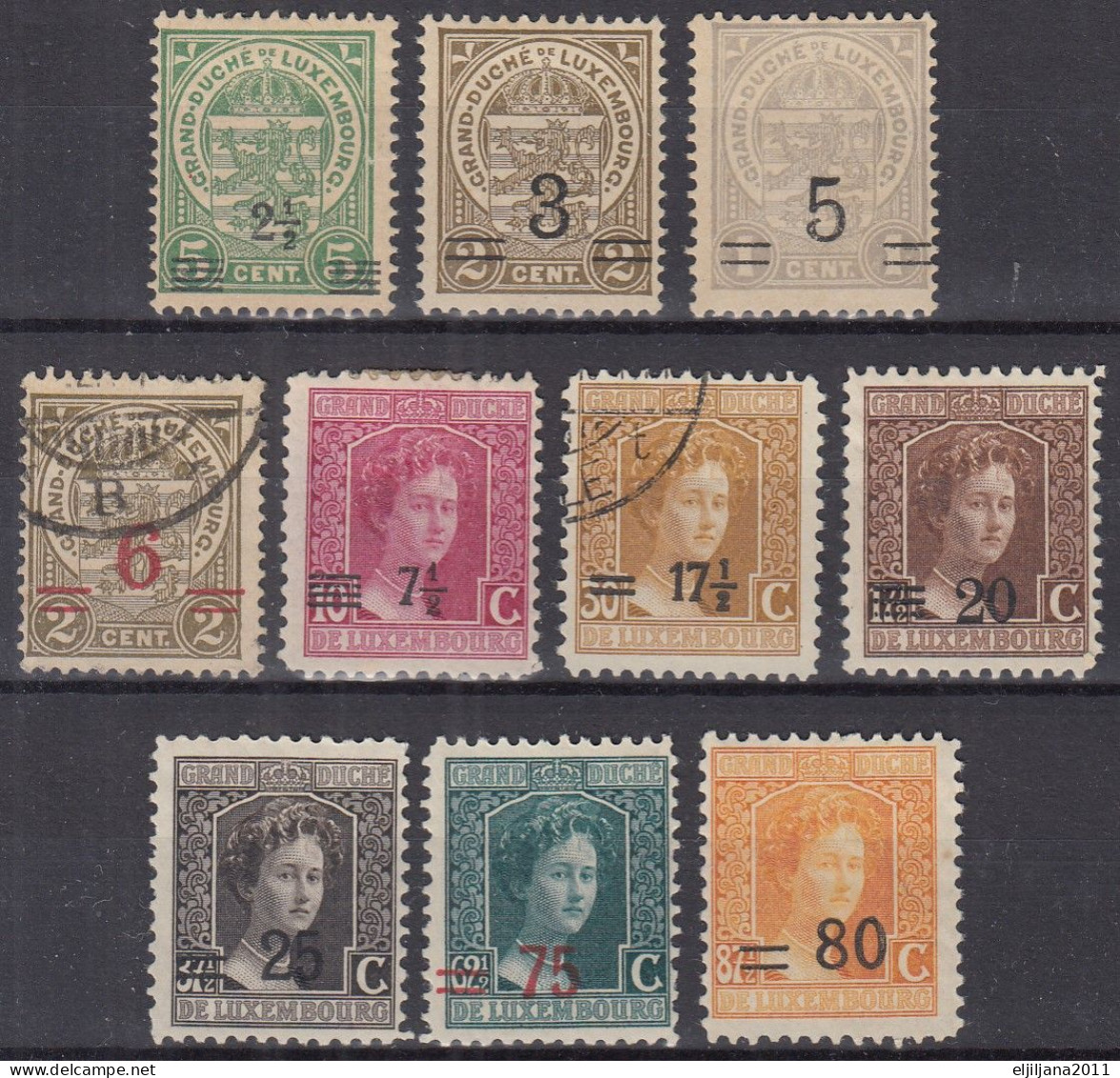 Action !! SALE !! 50 % OFF !! ⁕ LUXEMBOURG 1915 ⁕ Overprint / Surcharge ⁕ 10v MH & Used - 1914-24 Marie-Adélaïde