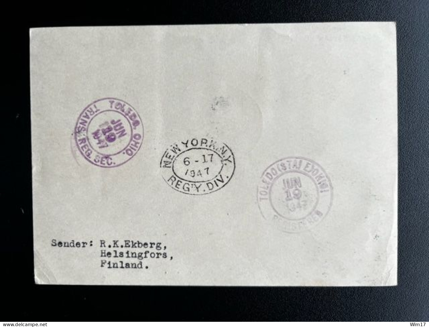 FINLAND SUOMI 1947 REGISTERED POSTCARD HELSINKI HELSINGFORS TO TOLEDO USA 02-06-1947 WITH FIRST DAY CANCEL GYMNASTICS - Briefe U. Dokumente