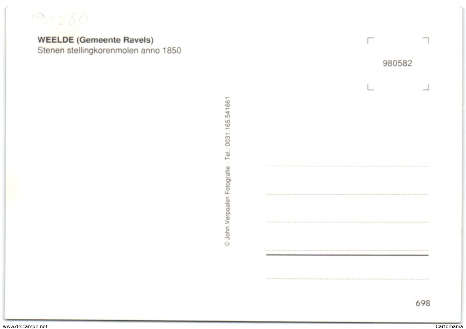 Weelde (Gemeente Ravels) - Stenen Stellingkorenmolen Anno 1850 - Ravels