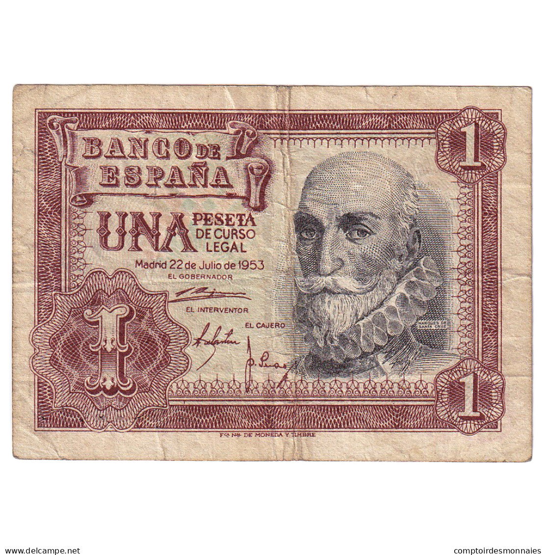 Billet, Espagne, 1 Peseta, 1953, 1953-07-22, KM:144a, TB+ - 1-2 Pesetas