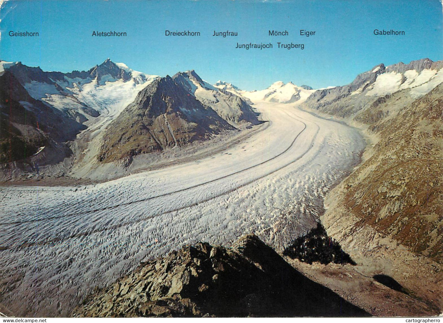 Switzerland Eggishorn Grosser Aletschgletscher Mit Marjelensee - Horn