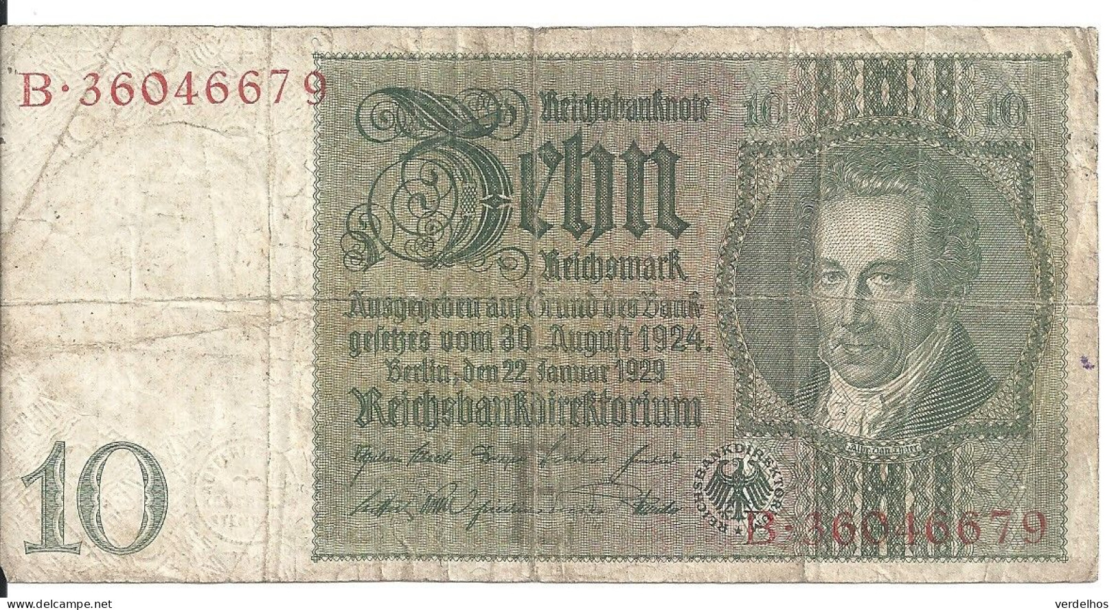 ALLEMAGNE 10 REICHMARK 1929 VF P 180 - 10 Mark