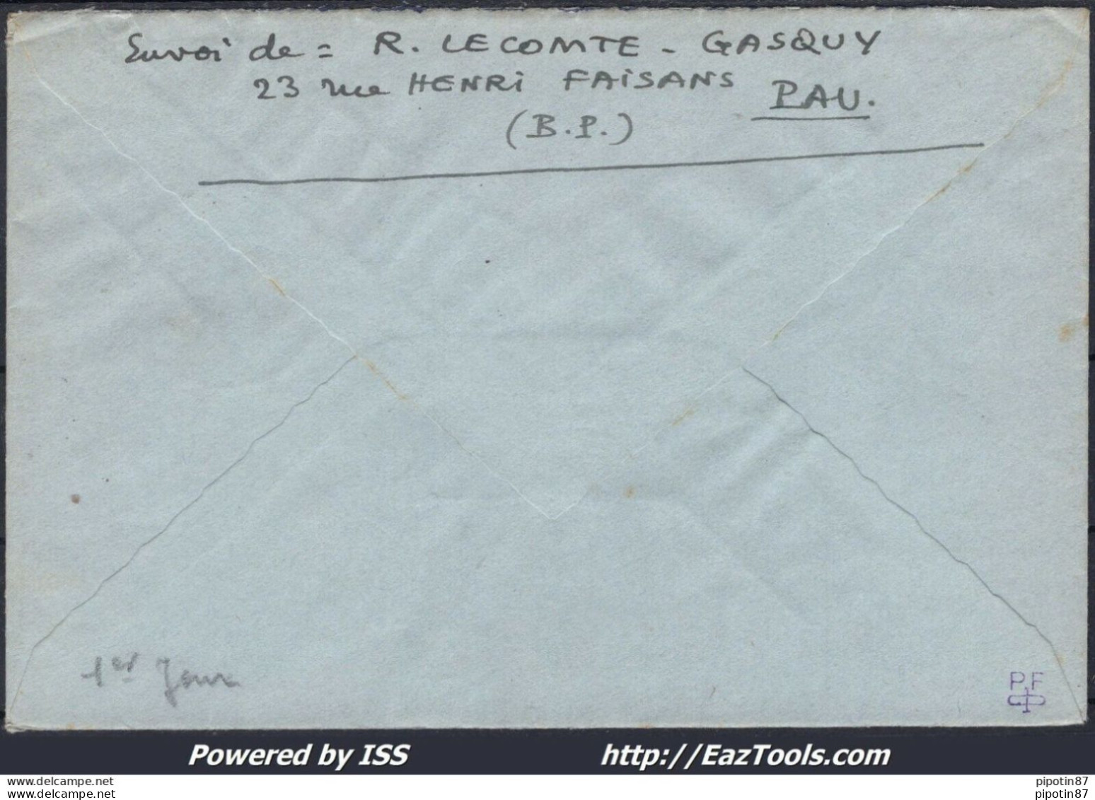 FRANCE N° 377 SEUL SUR LETTRE CAD PAU RP DU 25/03/1938 PREMIER JOUR D'EMISSION - Lettres & Documents