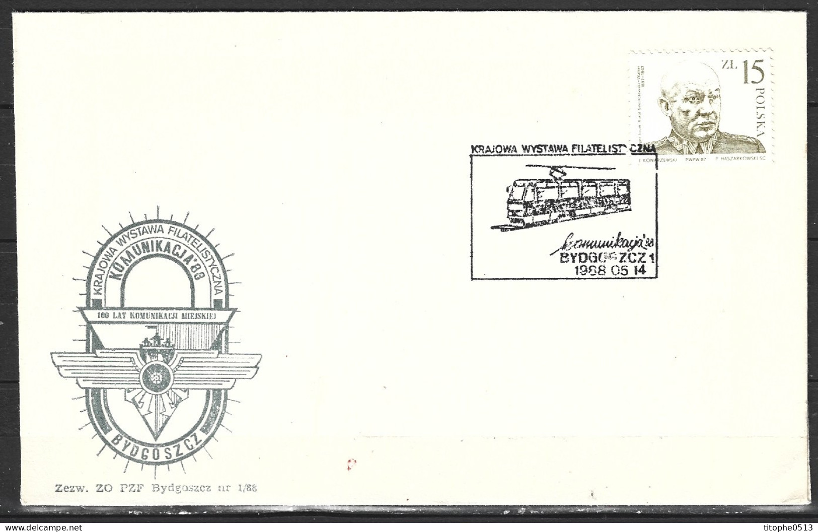 POLOGNE. Enveloppe Commémorative De 1988.Tramway De Bydgoszcz. - Tramways