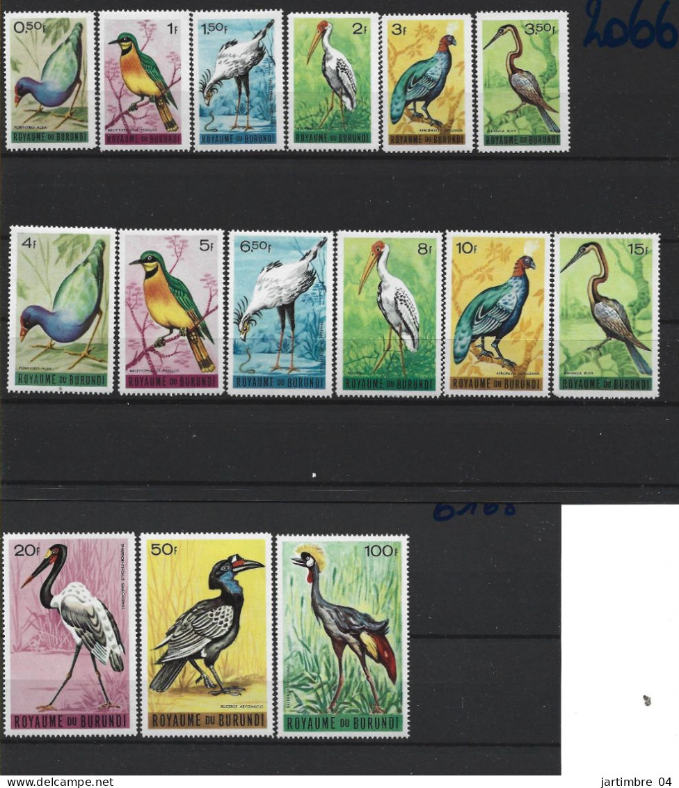 1965 BURUNDI 123-37** Oiseaux, 134 Dent Manquante-15f- - Ongebruikt