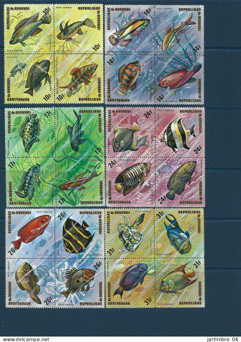 1974 BURUNDI 588-611+ PA 330-53** Poissons, Côte 136.00 - Unused Stamps