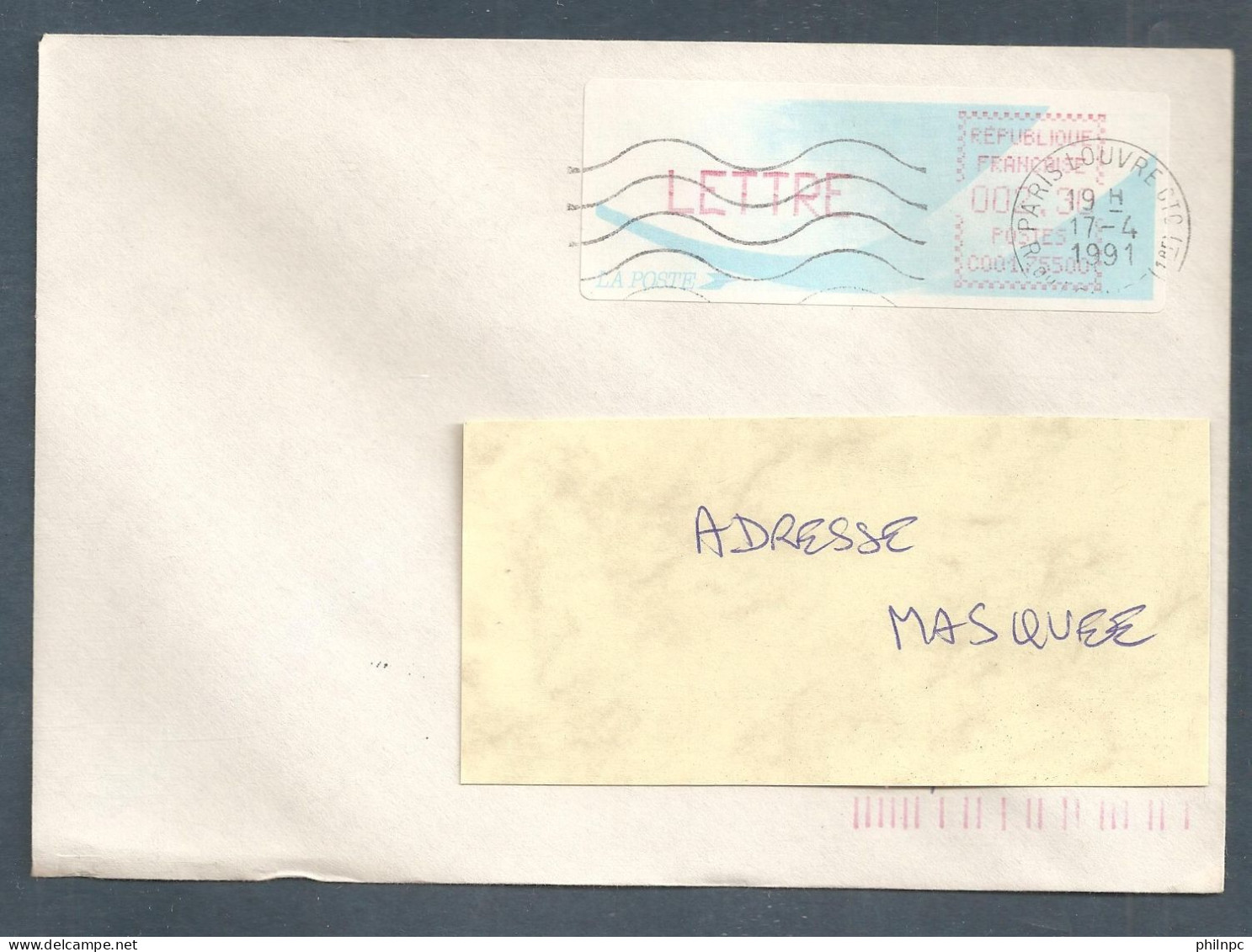 France, Distributeur, 158, Type B, Oblitéré, TTB, 75500, Paris Louvre, 1 Enveloppe - 1988 « Comète »