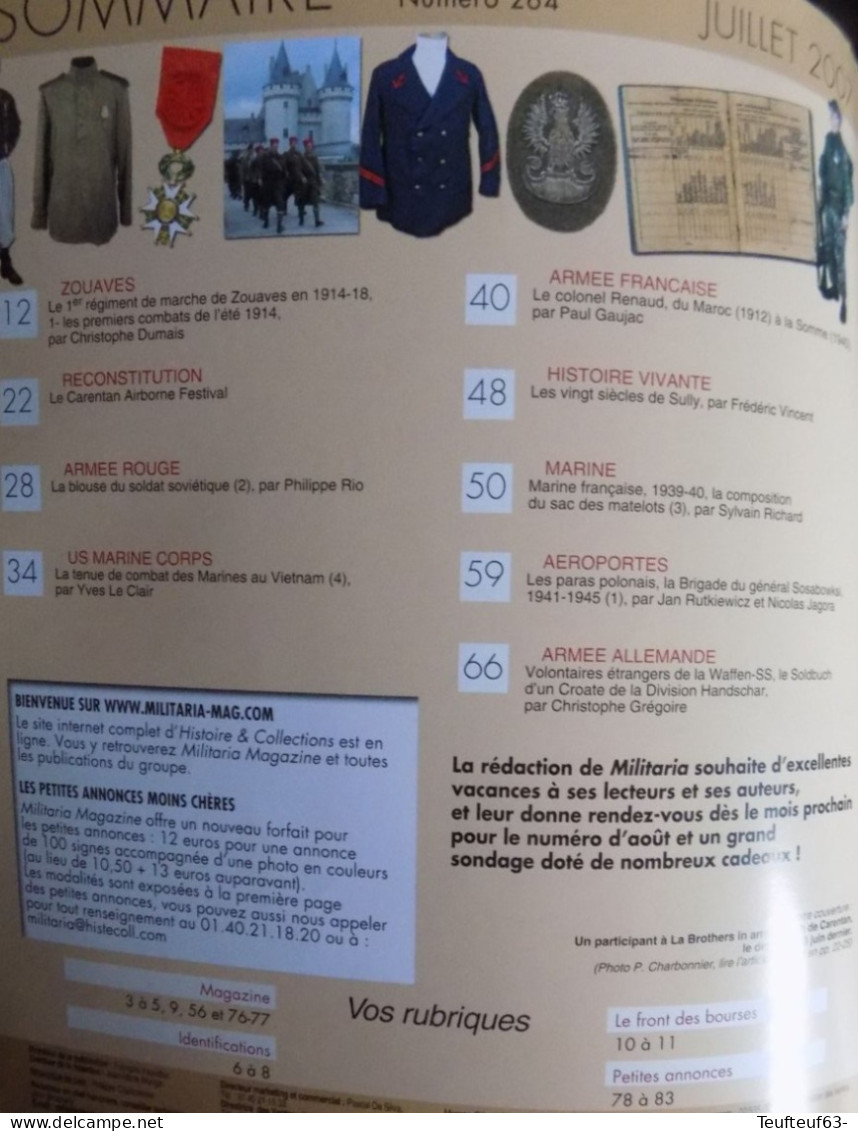 Armes Militaria N° 264 Carentan Airborne - Zouaves - Soldat Soviet - Matelot Français - Paras Polonais - Handschar Div. - Francés