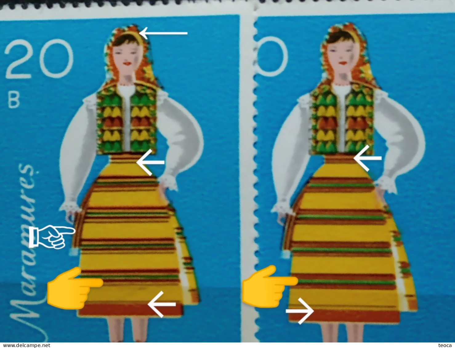 Errors Romania 1979 # Mi 3658 Traditional Folk Costumes Of The Maramures Area Printed With Multiple Printing Errors - Plaatfouten En Curiosa