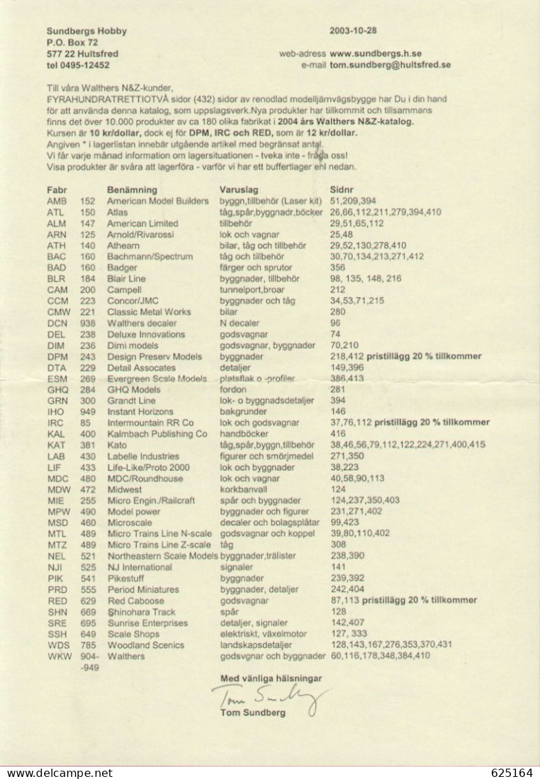 Catalogue WALTHERS 2003 - N & Z Gauge Preisliste In Schwedischen Kronen - En Suédois - Unclassified