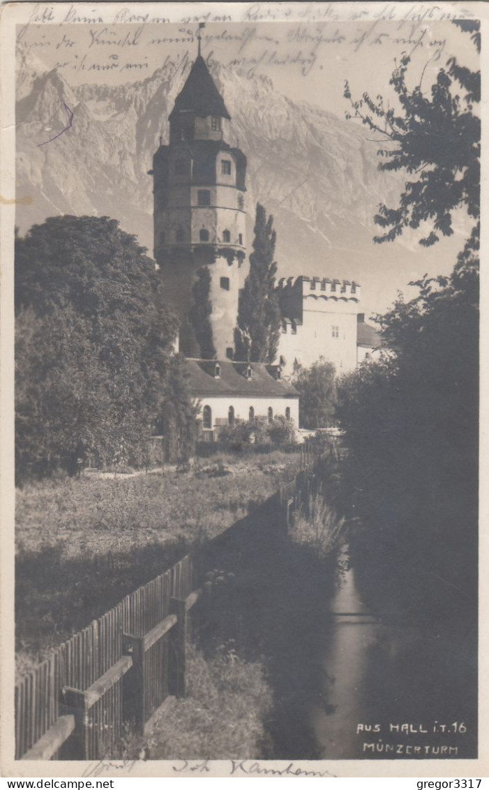 D6802) Aus HALL I. T. - Münzerturm - Ansicht Mit Zaun Am Wasser ALT ! 1926 - Hall In Tirol