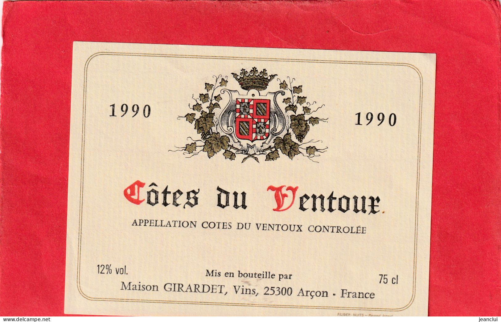 COTES DU VENTOUX  .  1990 - Côtes Du Ventoux