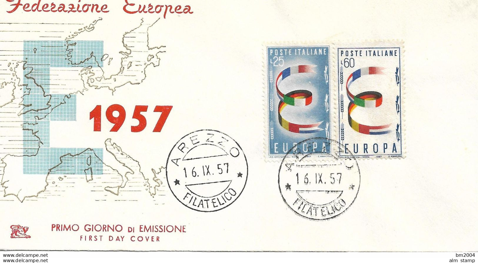 1957 Italien Mi. 992-3  FDC Europa - 1957