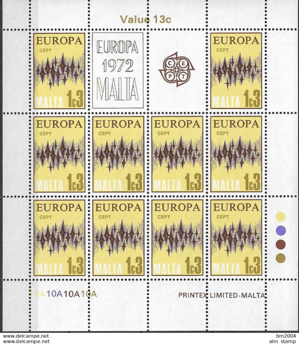 1972 Malta   Mi. 450-3 **MNH   Sheet  Europa: - 1972