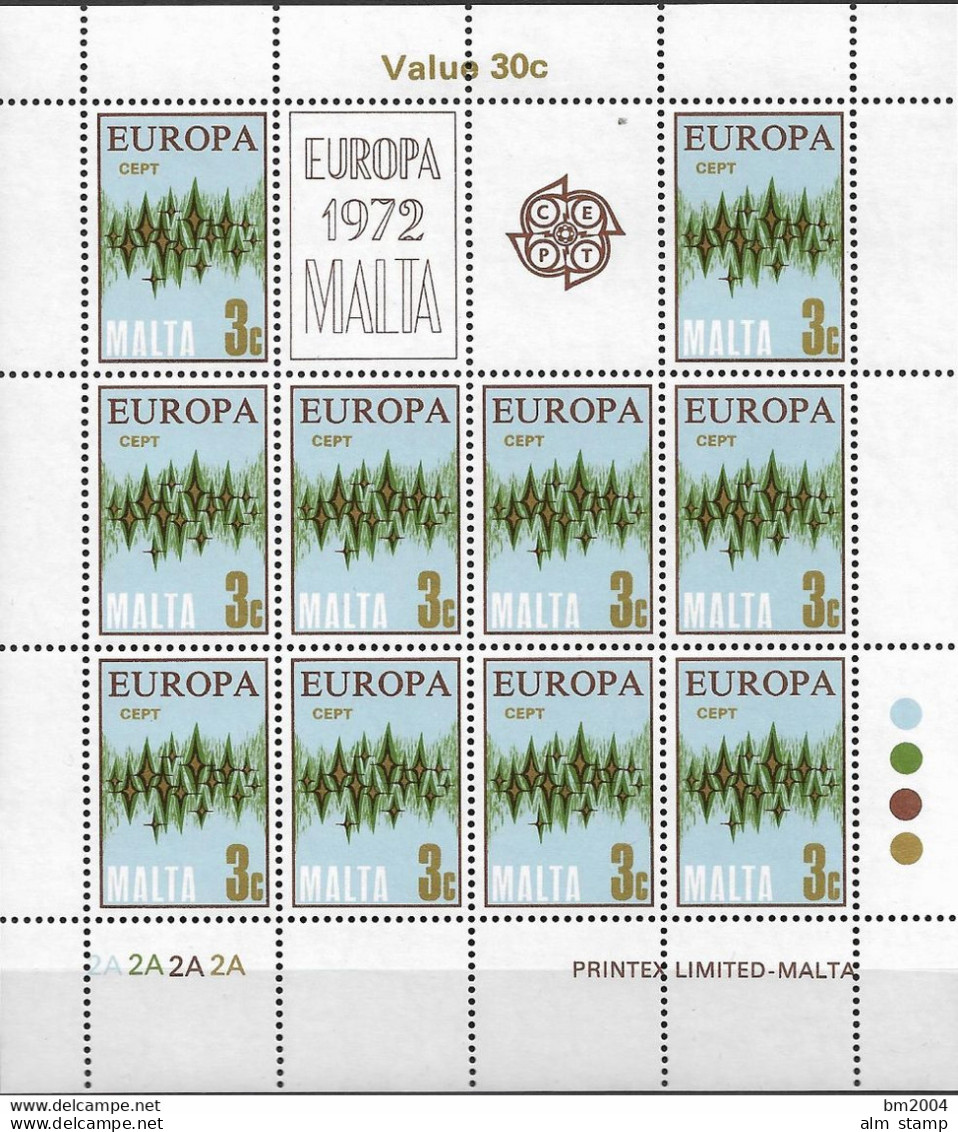 1972 Malta   Mi. 450-3 **MNH   Sheet  Europa: - 1972