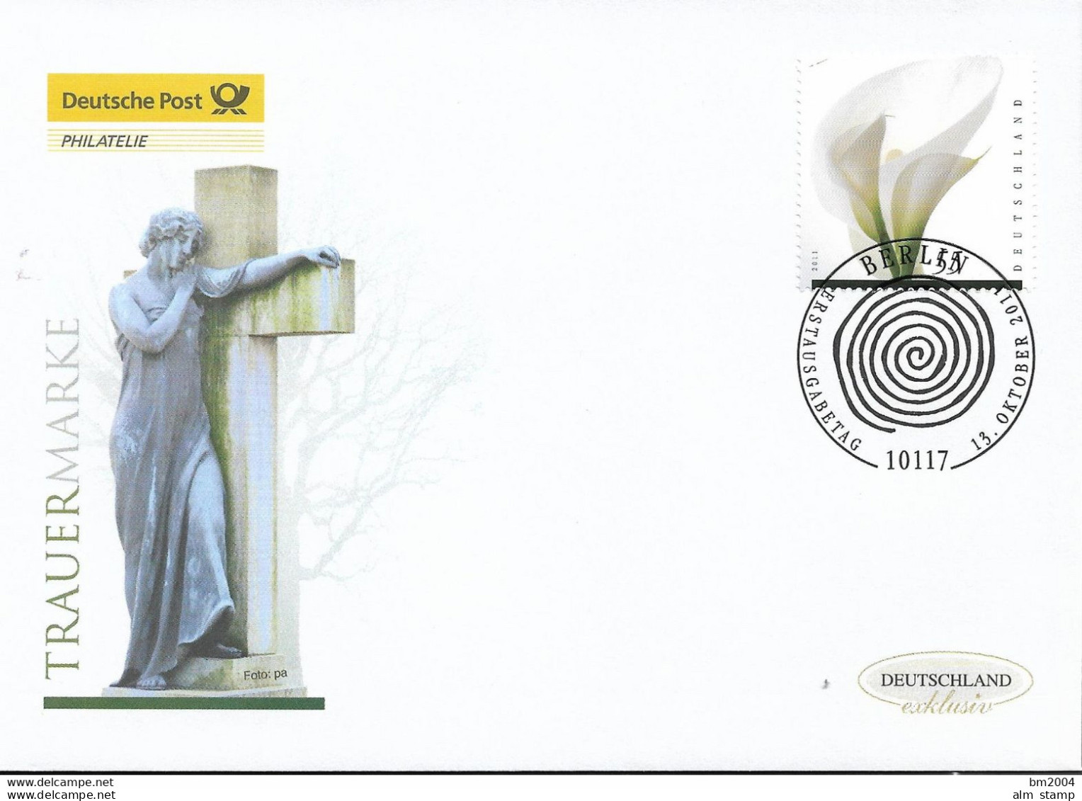 2011 Deutschland Germany Mi. 2894 FDC  Trauermarke : Blüten Der Zimmercalla (Zantedeschia Aethiopica) - 2011-…