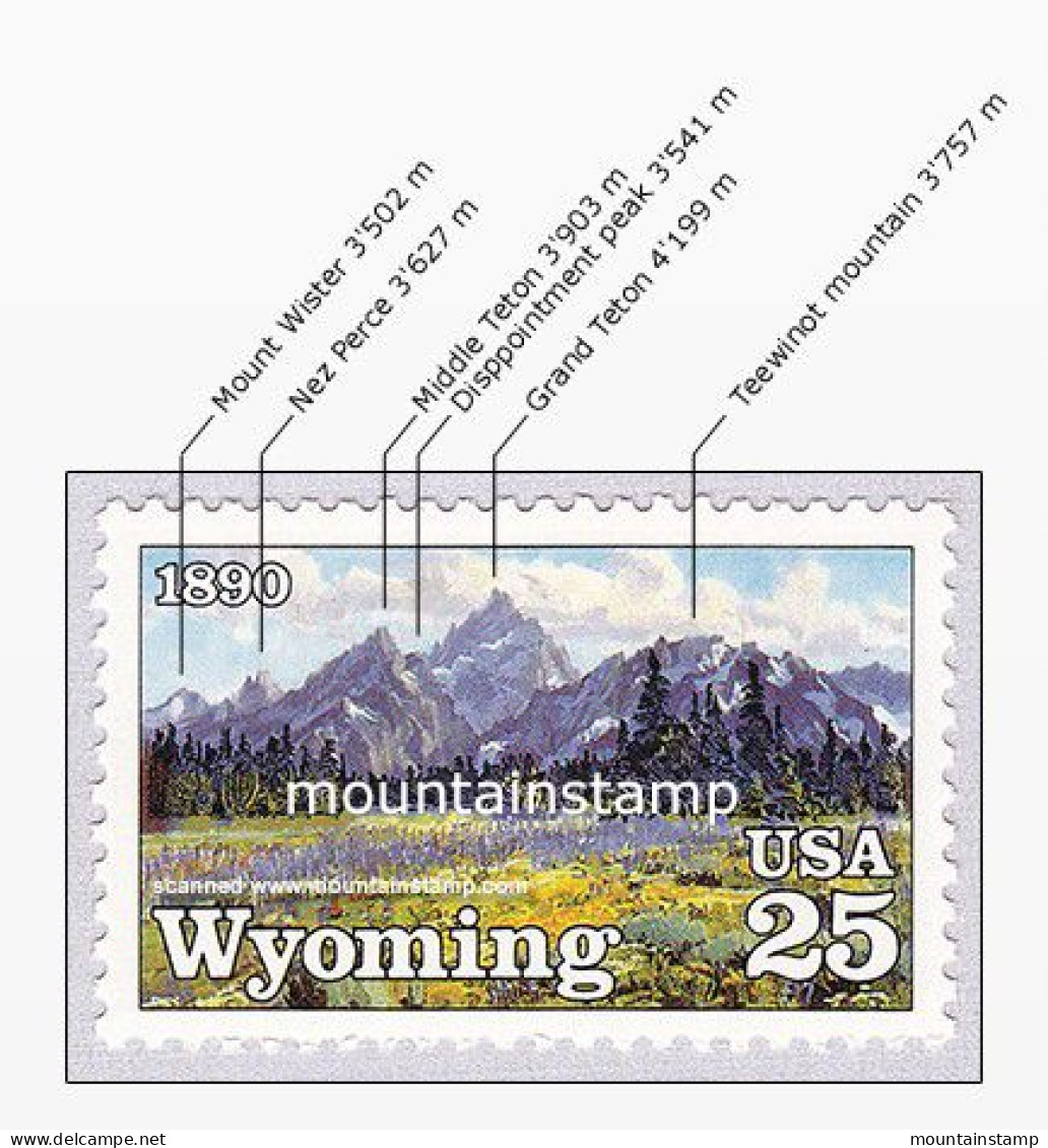 USA 1990 Grand Teton Range 100 Years Wyoming Mountains Berge Montagnes Montagne MNH ** - Neufs