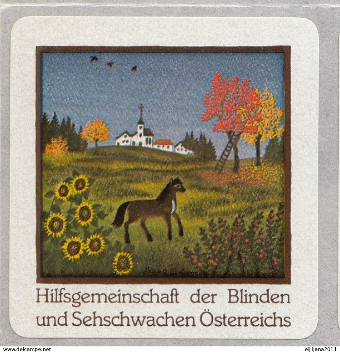 -50%. SALE  ⁕ Aid Community For Blind & Visually Impaired In Austria ⁕ Naive Art / Village ⁕ 12 Self-adhesive Stickers - Red Cross