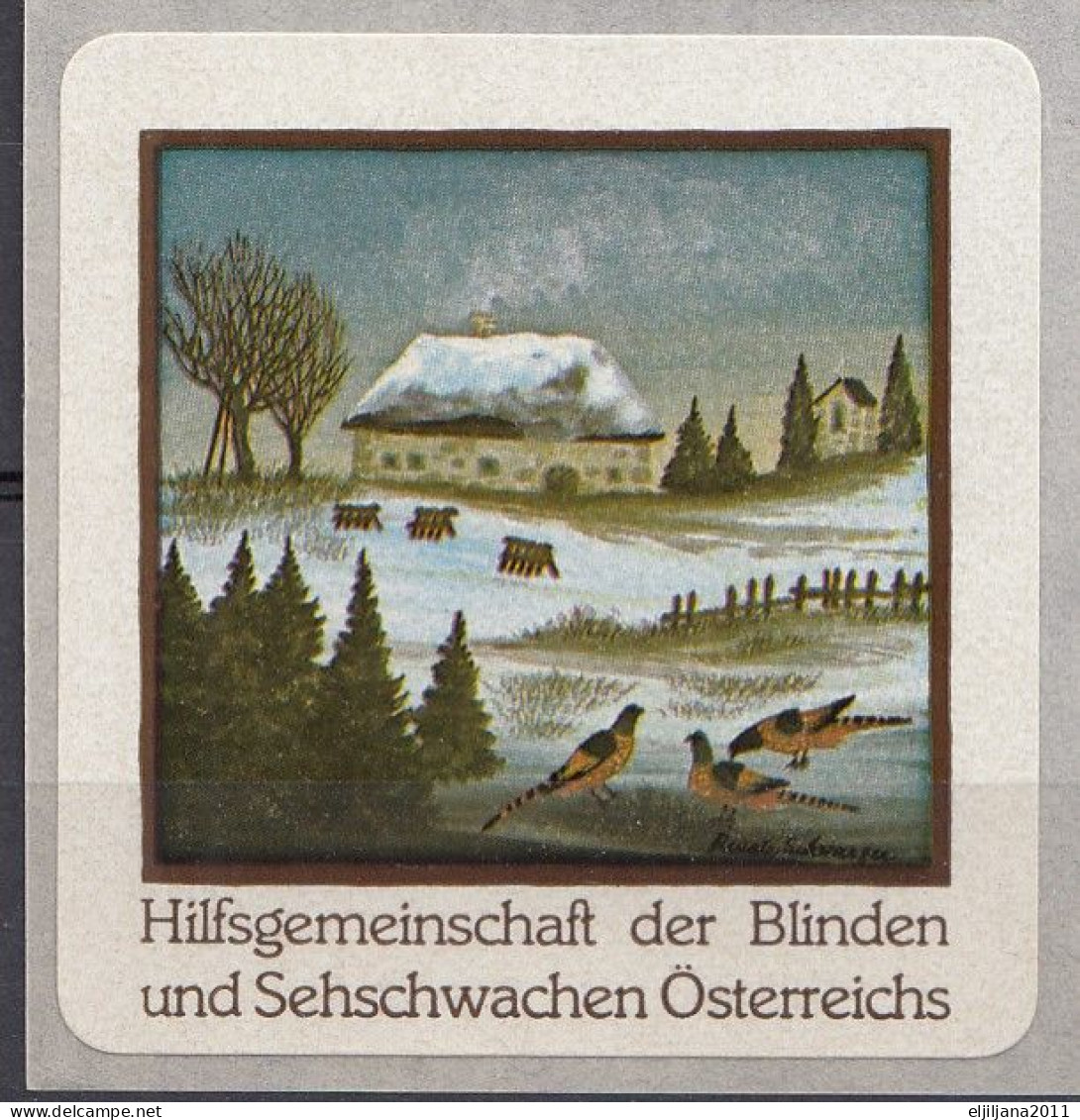 -50%. SALE  ⁕ Aid Community For Blind & Visually Impaired In Austria ⁕ Naive Art / Village ⁕ 12 Self-adhesive Stickers - Red Cross