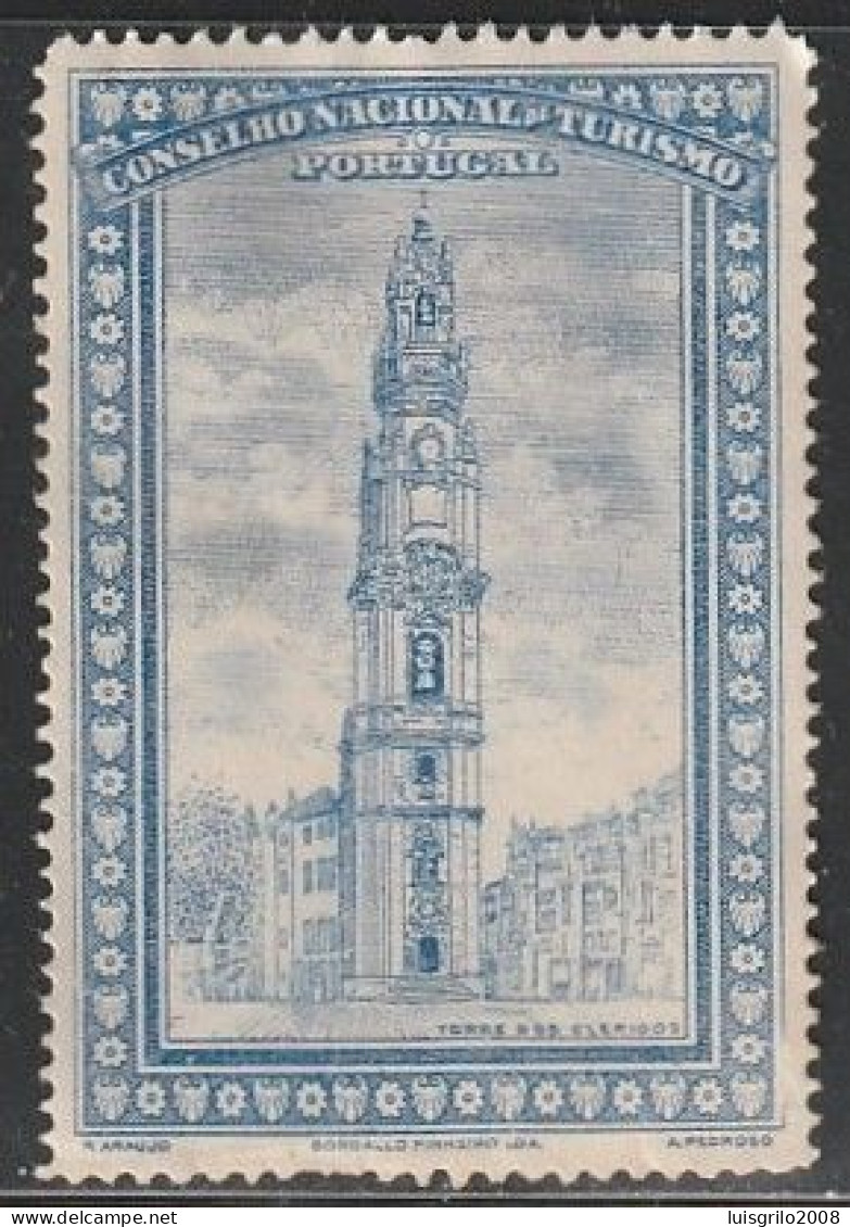 Vignette/ Vinheta, Portugal - 1930, Conselho Nacional De Turismo. Torre Dos Clérigos, Porto -||- MNH, Sans Gomme - Ortsausgaben