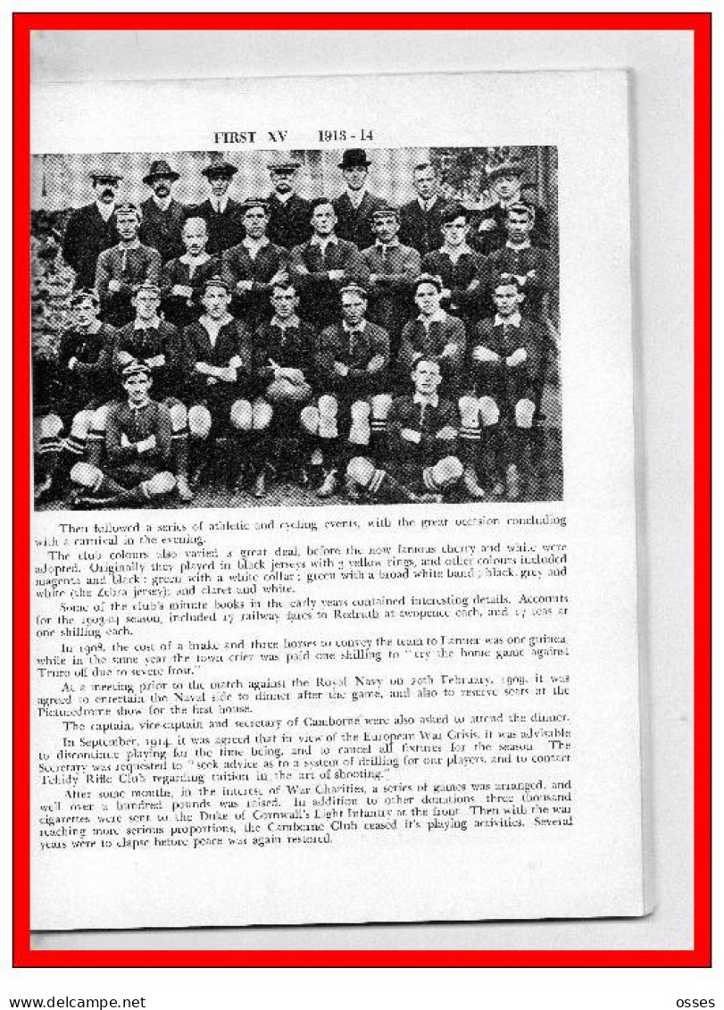 - CAMBORNE R.F.C. CENTENARY PROGRAMME 1878-1978-(92 pages).(recto versos)