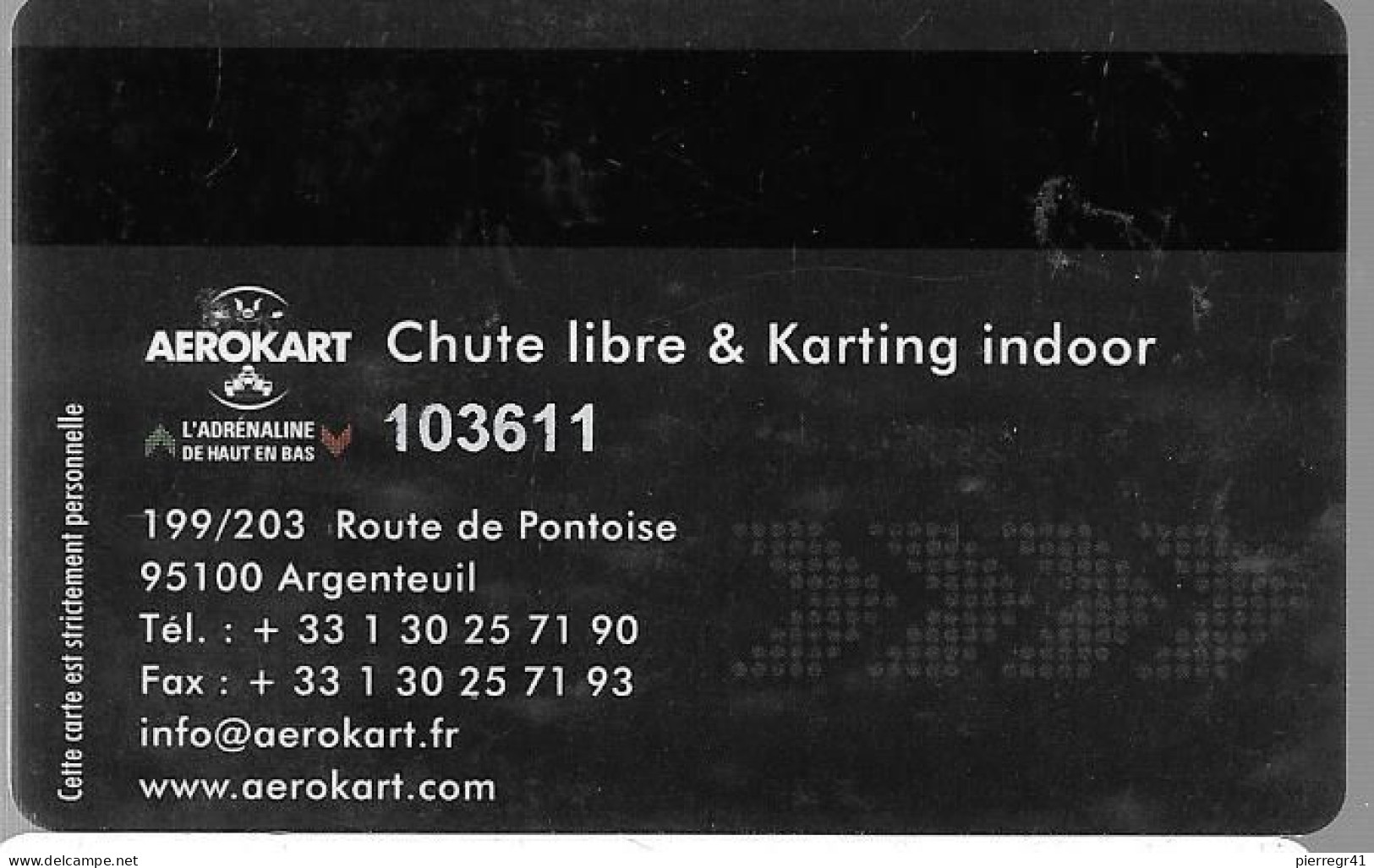 -CARTE- ADHERENT-MAGNETIQUE-AEROKART-CHUTE LIBRE & KARTING INDOOR TBE - Other & Unclassified