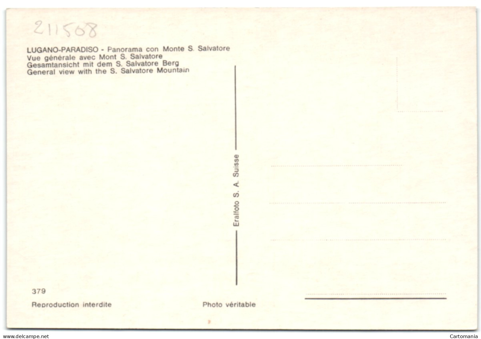 Lugano - Paradiso - Panorama Con Monte S. Salvatore - Paradiso