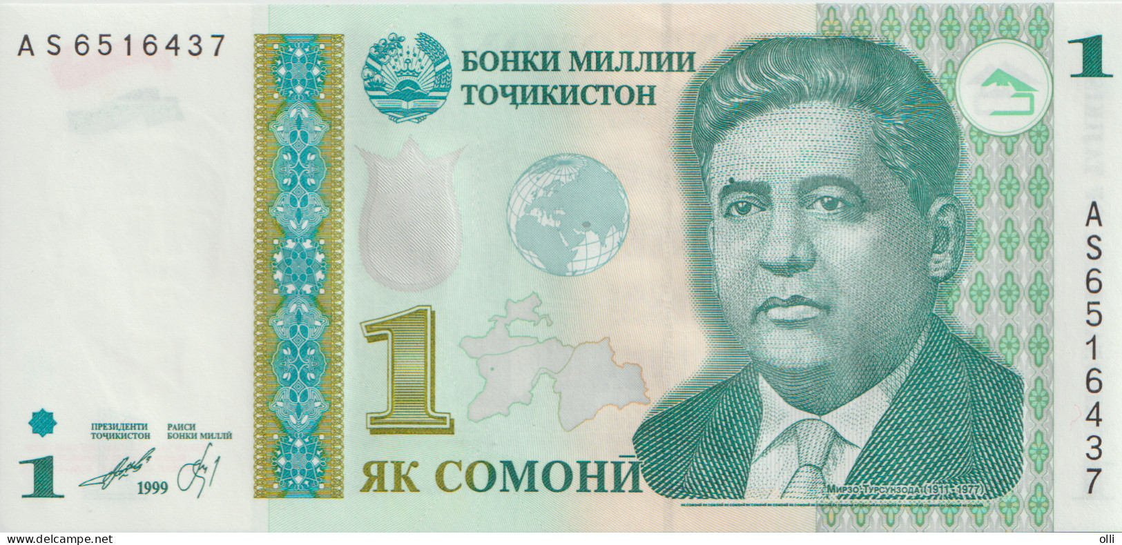 TAJIKISTAN 1 Somoni, 1999, P-14A, UNC - Tadzjikistan