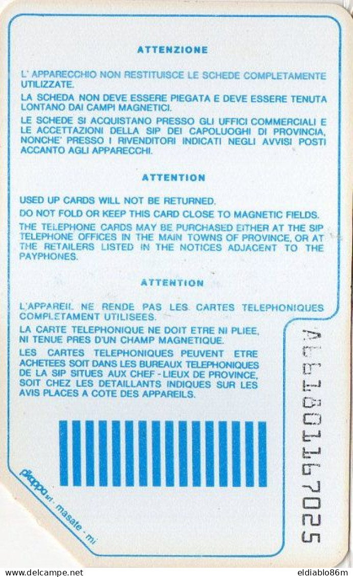 ITALY - MAGNETIC CARD - SIP - SIDA P41 - 8607 - Public Precursors