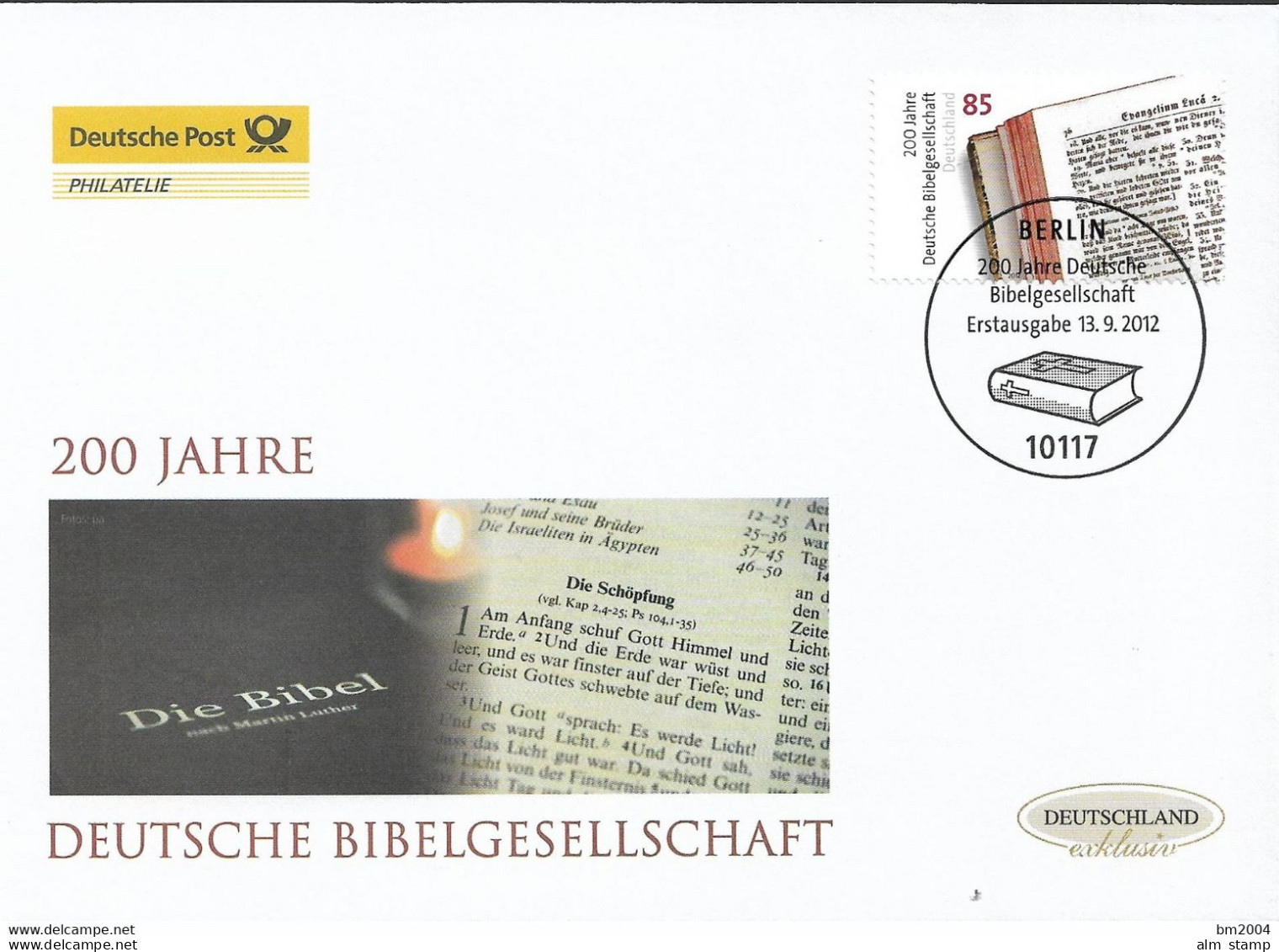 2012 Deutschland  Allem. Fed. Germany  Mi. 2955 FDC  200 Jahre Deutsche Bibelgesellschaft. - 2011-…