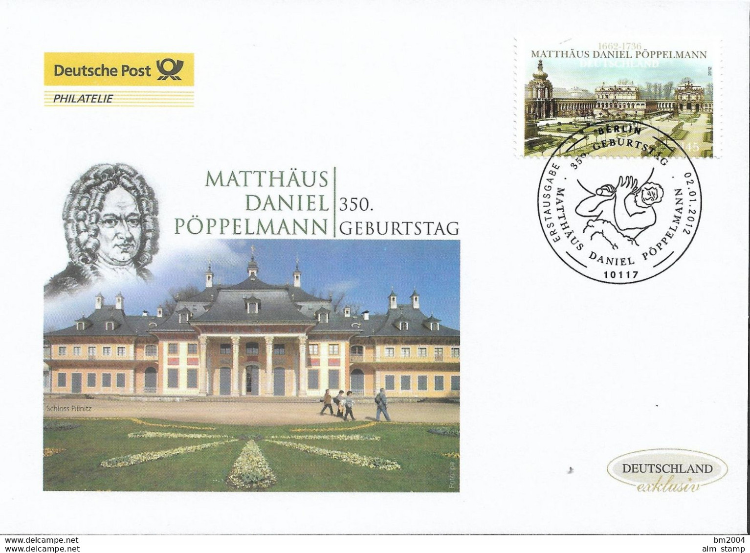 2012 Deutschland  Allem. Fed. Germany  Mi. 2905 FDC   350. Geburtstag Von Matthäus Daniel Pöppelmann. - 2011-…